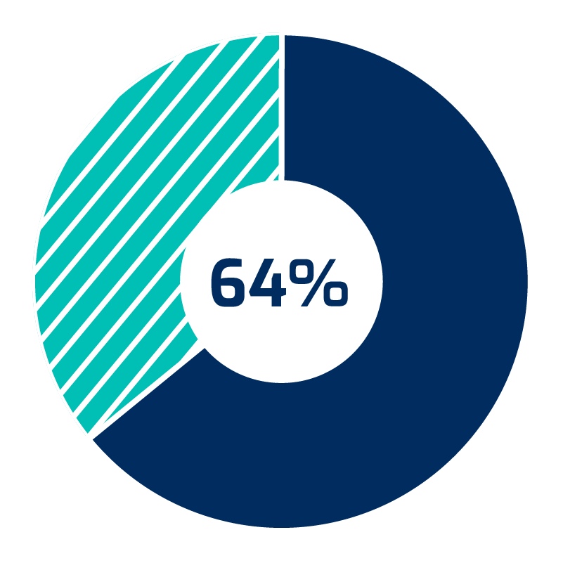 Pie chart showing 61%