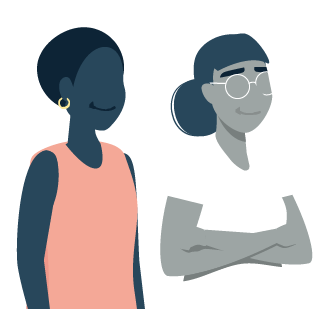 two women smiling