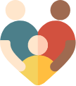 2 parents and child drawing forming a heart
